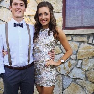 Gold and silver sparkly formal dress